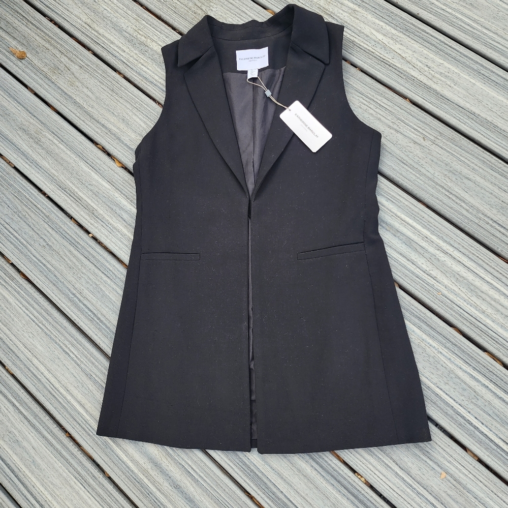 NWT M VEST Black Openfront long vest - Picture 16 of 16